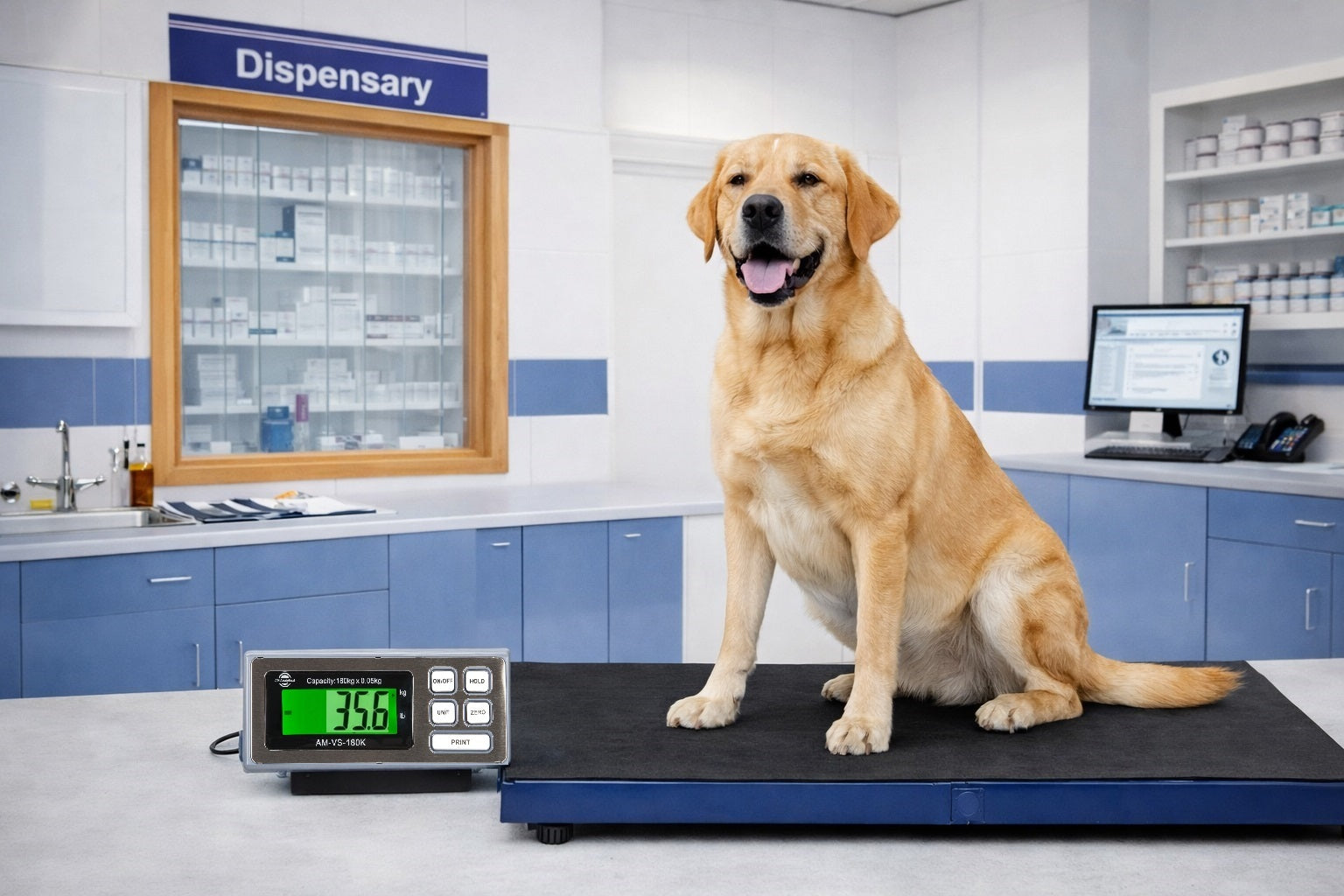 AM-VSX-180K Vet Scales with rubber mat